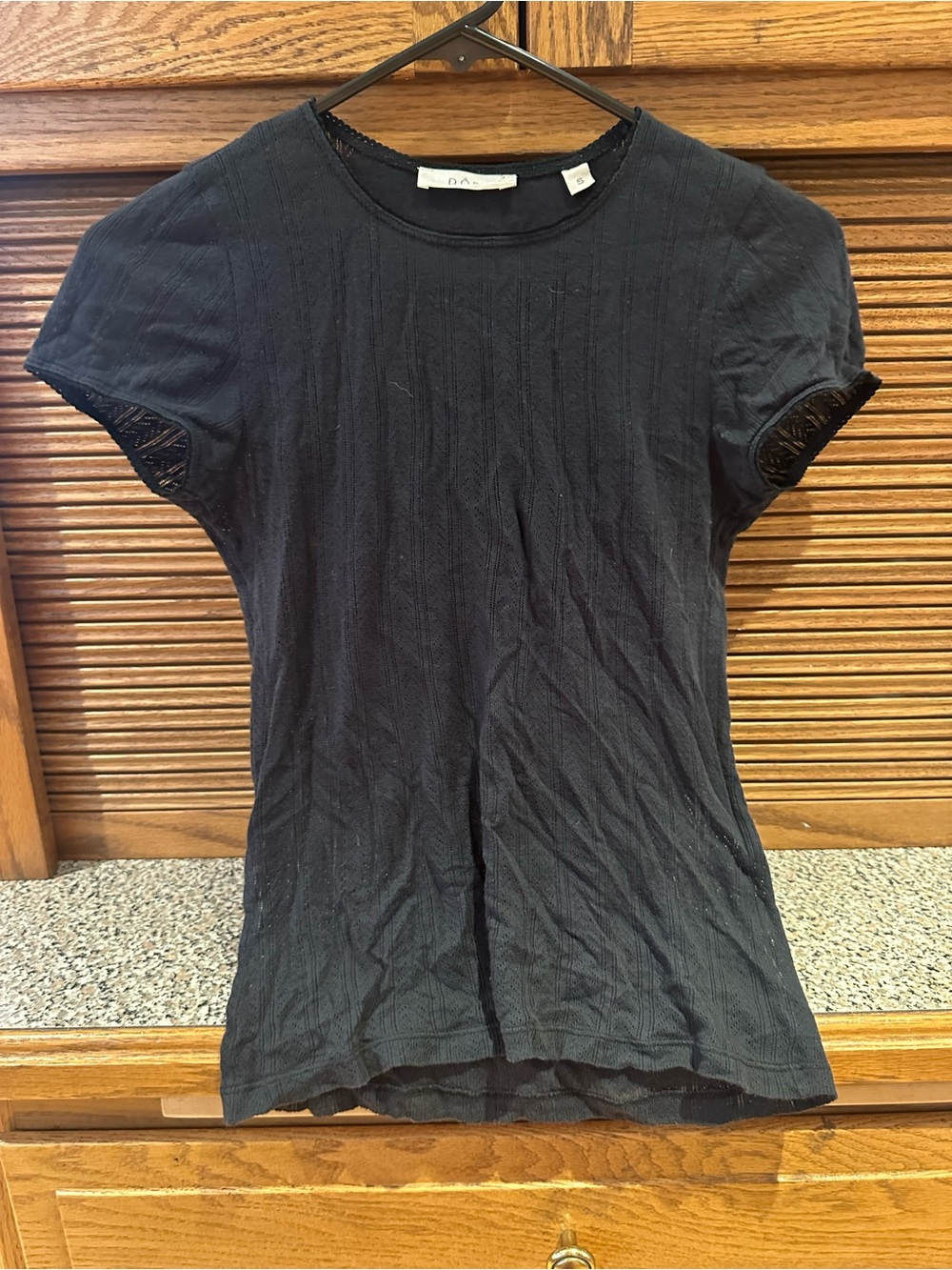 Doen Black Pointelle Top